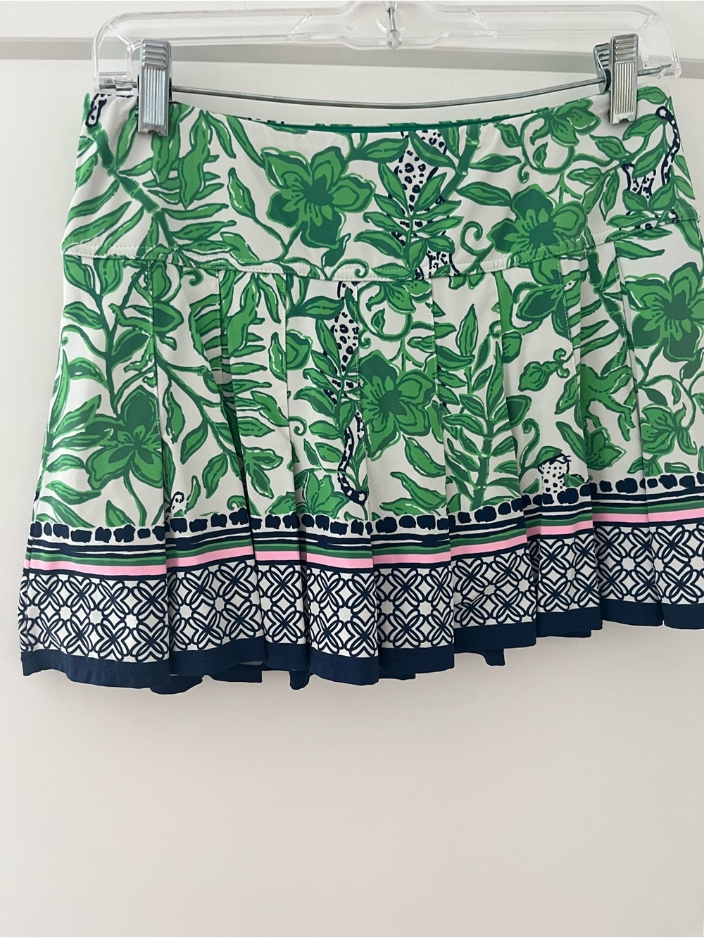 Lilly Pulitzer Green Floral Pleated Exercise Tennis Skirt